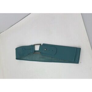 Kim White Leather Waist Belt‎ Adjustable Size S turqoise soft leather  USA